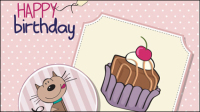 Cartoon birthday card 01 - vector material