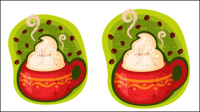 Cartoon coffee cup stickers 01 - vector material