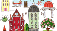 Cartoon building - vector material