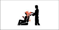 Vector hair silhouette trends of material character