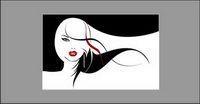 Vector girls with long hair flowing material