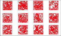 Zodiac paper-cut vector material