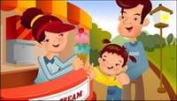 iClickart Cartoon Family illustrator vector material -9