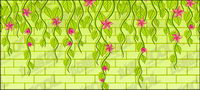 Vector flowers on the wall of the material