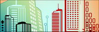 Vector lines composed of high-rise buildings material