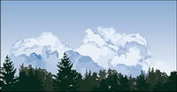 Vector forest sky clouds