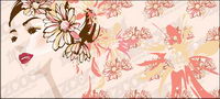 Women with flowers vector material