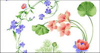 Psd fashion hand-painted floral patterns layered material-2