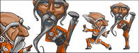 Comic style of kung fu elderly