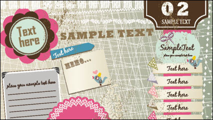 Exquisite pink label elements 01 - vector material