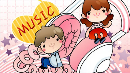 Cartoon Music illustrator 05 - vector material