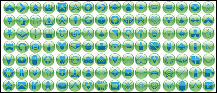Various symbols of green crystal ball button icon vector material