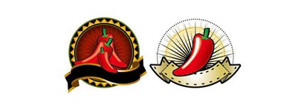2 red peppers theme decoration vector material