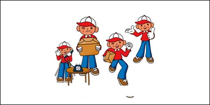 Courier material objects people vector