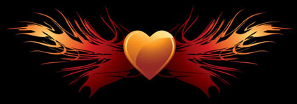 Heart-shaped wings vector