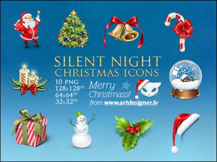 Candles, cane, bell, snowman Christmas tree png